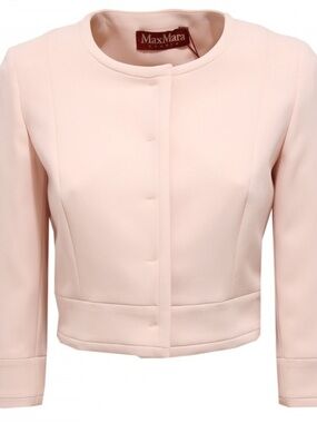 MaxMara Pale Pink Collarless Cropped Jacket sz IT42 (US 4-6)